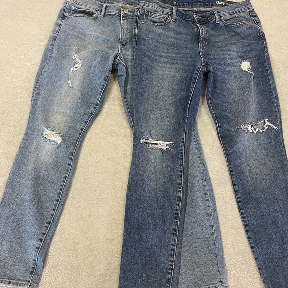 GAP Distressed Mid-Rise Skinny Jeans Size 32 Tall - Picture 1 of 16